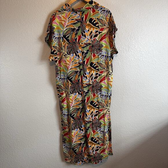 NWT C&C California Dress Small Orange Floral Linen Tropical Vacation Beach - Picture 3 of 11